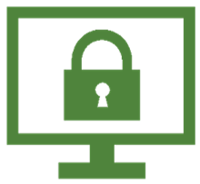 Computer with lock icon inside