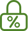 Padlock icon with percentage symbol inside 