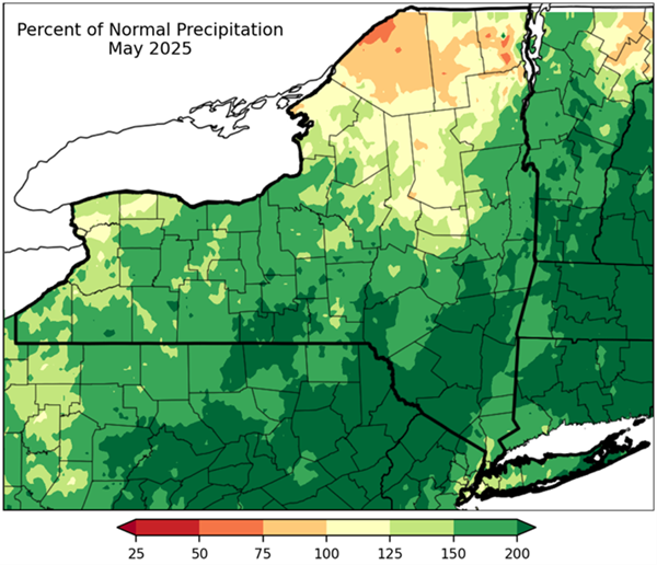 Percent of normal precipitation May 2025