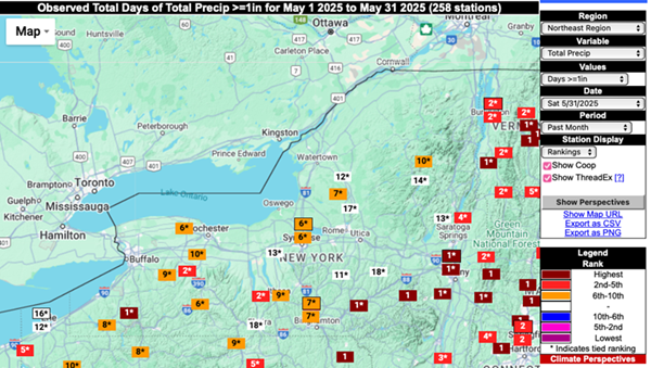 Observed total days of total precipitation