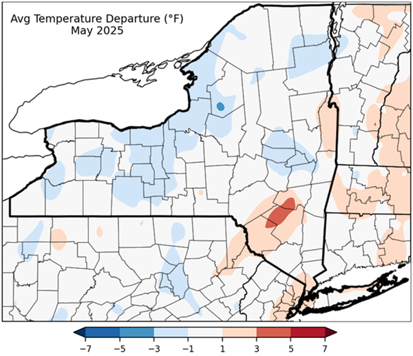 Average temperature departure May 2025