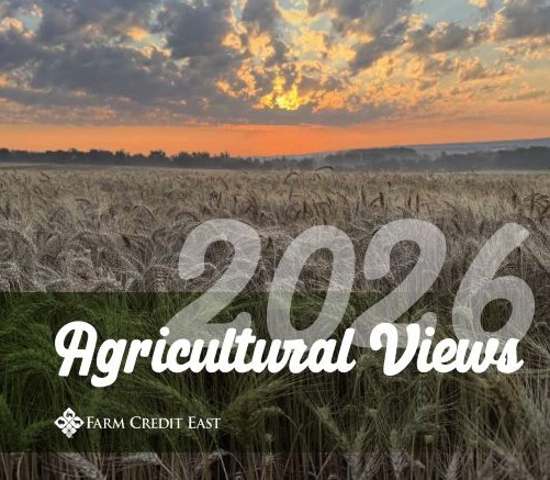 2026 Agricultural Views calendar cover image of a wheat field at sunset