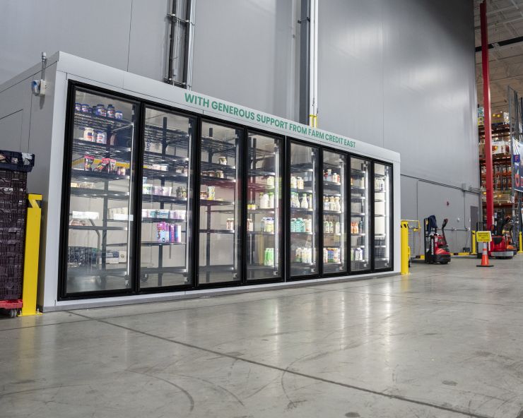 Food storage cooler inside large distribution facility