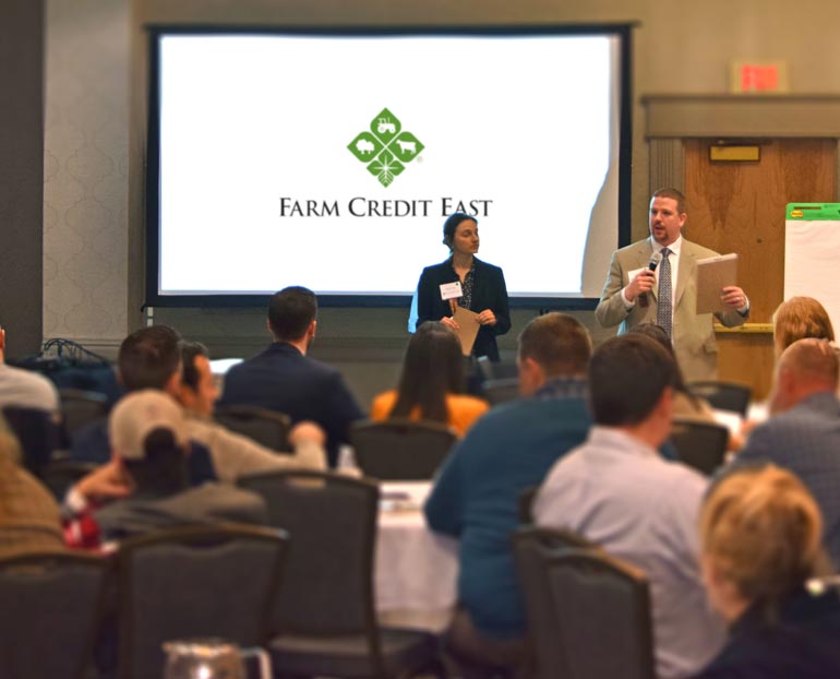 Farmers and producers attending a Farm Credit East seminar 