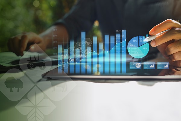 Financial graph with Farm Credit East logo