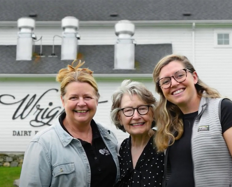 Three women on farm
